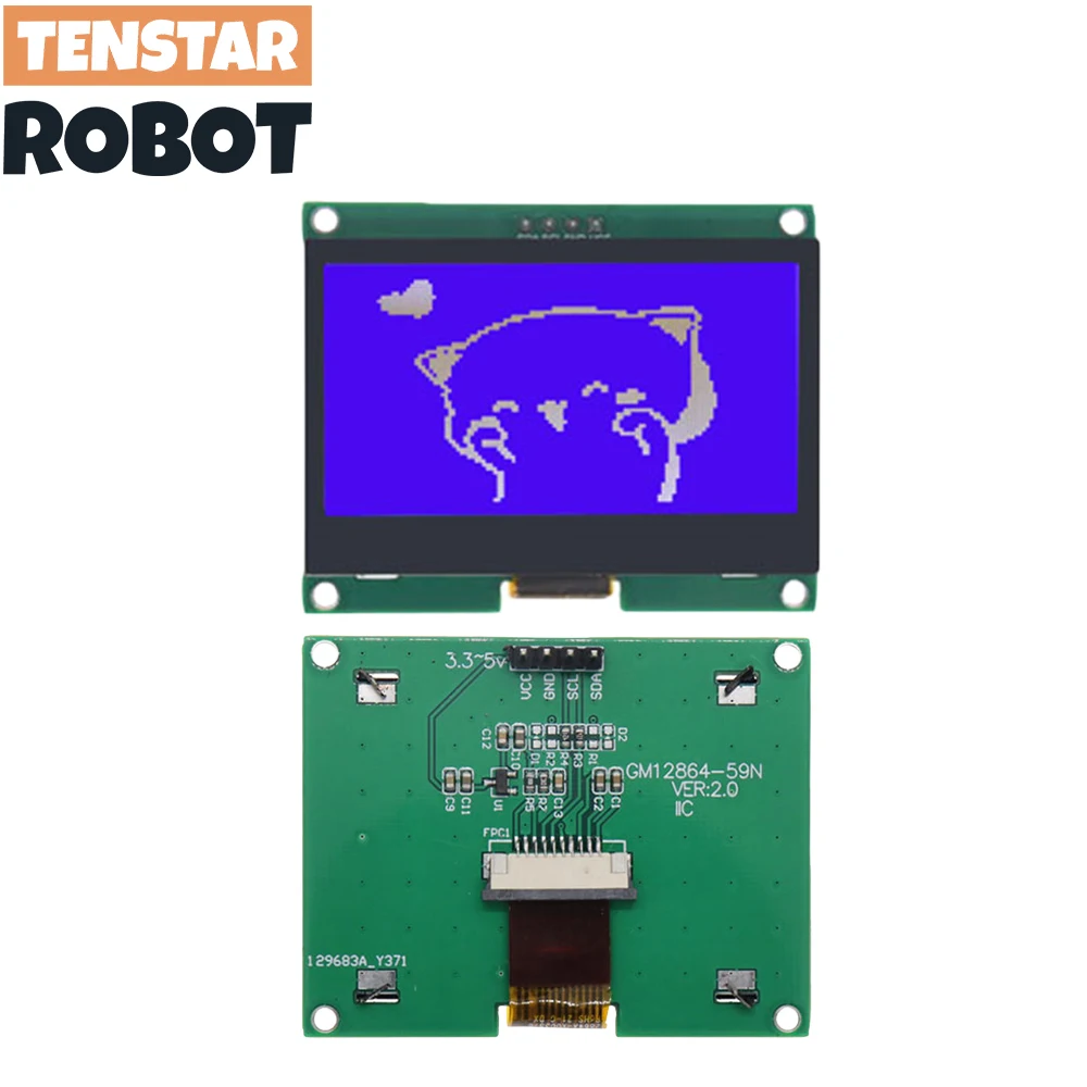 Panneau d'affichage graphique LCD pour Ardu37, écran matriciel, carte LCM, IIC, 4P, technologie 12864-59N, I2C, ST7567S, COG, 12864x64, 128