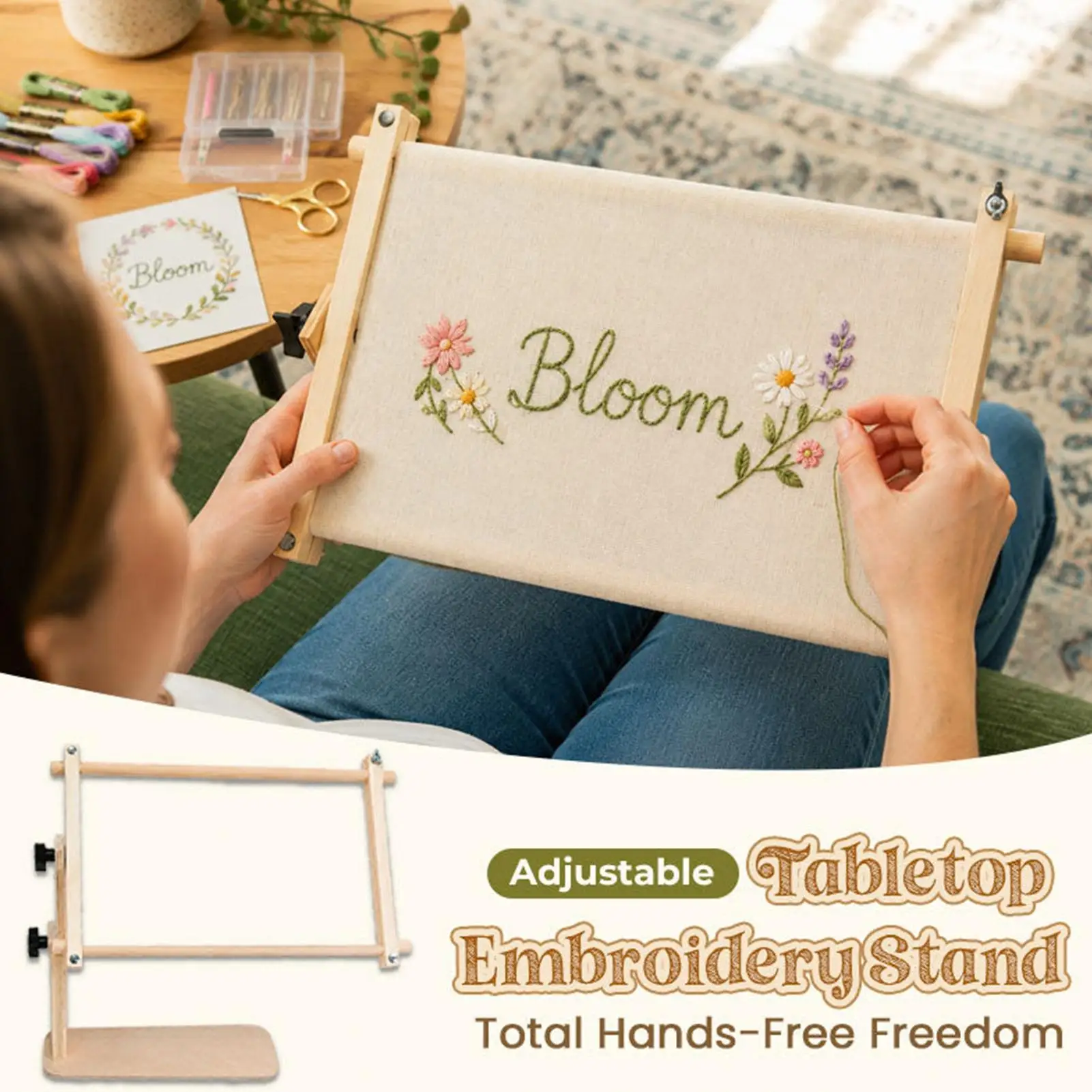 Adjustable Desktop Cross-Stitch and Embroidery Frame