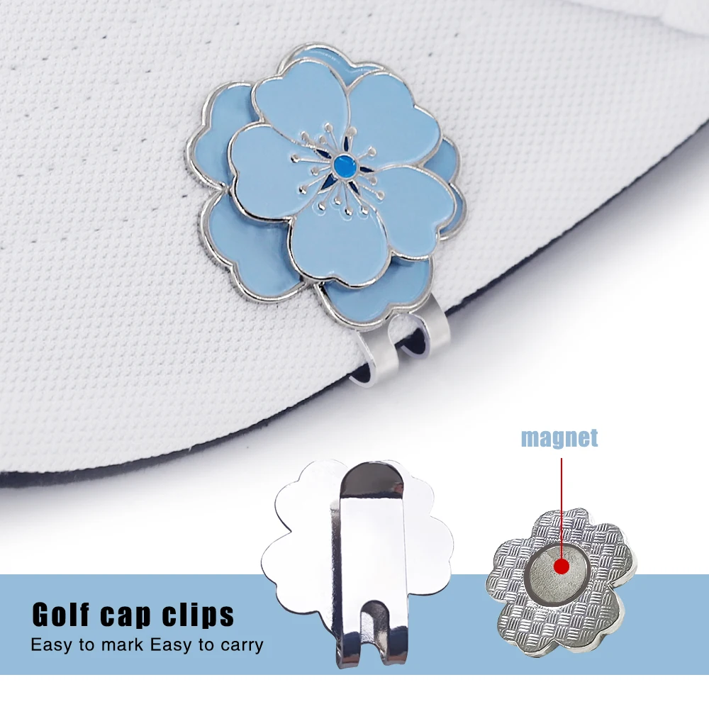 Golf Ball Marker Golf Cap Clips With Magnet Mark Petal Pattern Ball Position Removable Metal Accessories