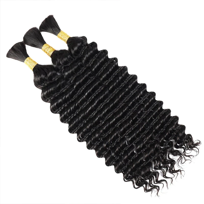 Human hair extensions Deep Wave No Weft Brazilian Remy Bulk Braiding