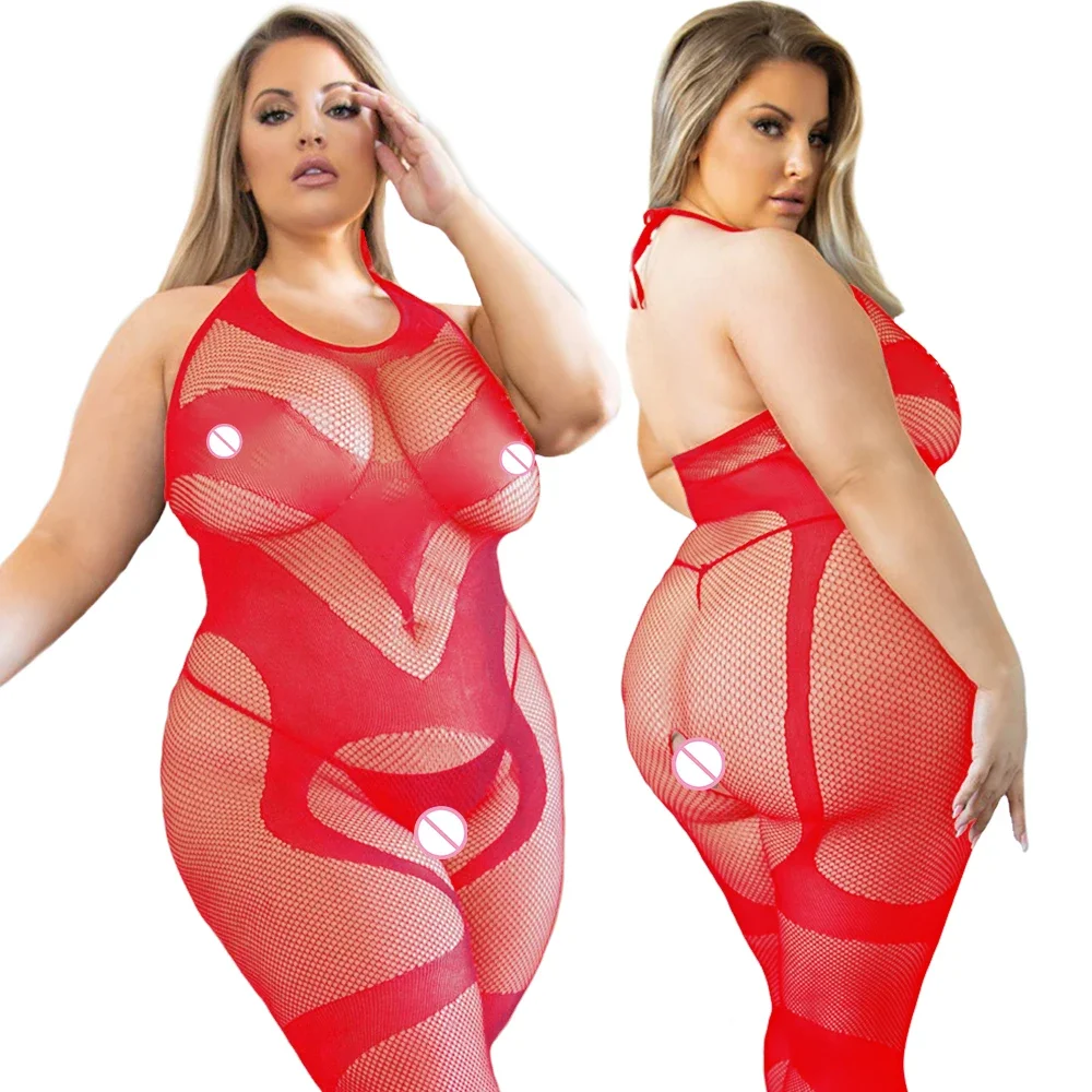 

Plus Size Bodystocking Hot Bodysuits For Women Sexy Fishnet Lingerie Babydoll Dress Porno Underwear Mesh Stockings For Sex