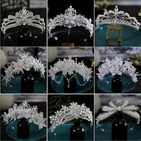 Luxury Silver Color Crystal Crowns Rhinestone Bride tiara Fashion Queen Wedding Crown Headpiece Wedding Hair Jewelry Accessories 1
