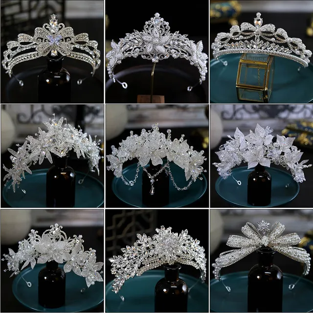 Luxury Silver Color Crystal Crowns Rhinestone Bride tiara Fashion Queen Wedding Crown Headpiece Wedding Hair Jewelry Accessories 1