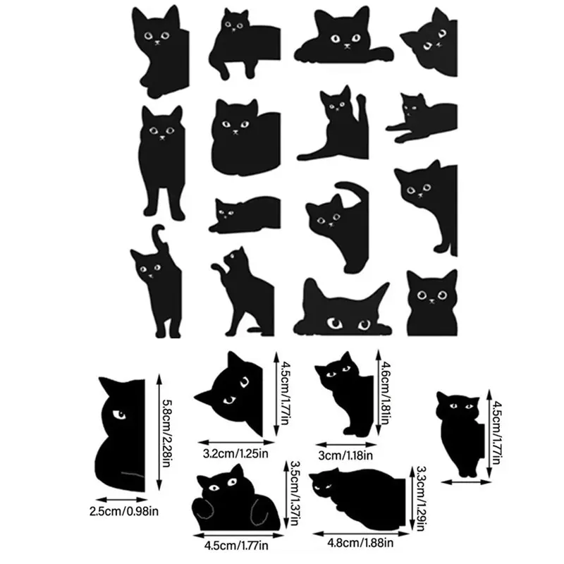 Black Cat Magnetic Bookmark Stationery Black Cat Student Gift Magnetic Bookmark Book Clip Personality Pagination Mark 6PCS+15PCS