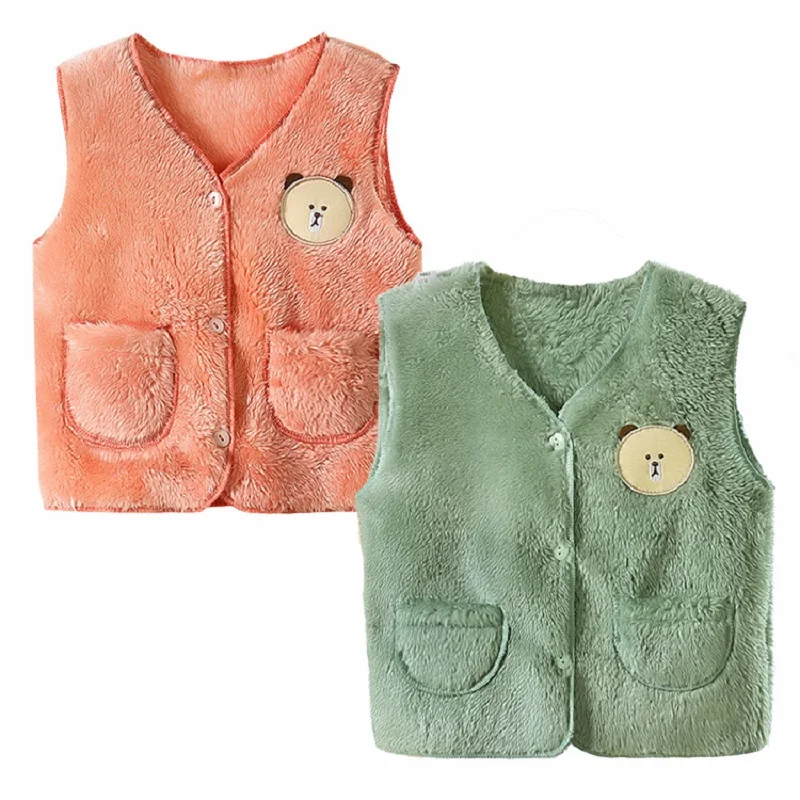 Children vest Autumn Winter Baby Vest Fur Baby Toddler Waistcoat Kid Jacket for Girls Boys Children Clothes Fur Jacket Sleeveless Vest Bear