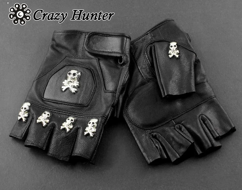 Guantes Sin Dedos MITONES de PIEL con PINCHOS OSX Mod.AC08/3  Biker,Rock,Gothic