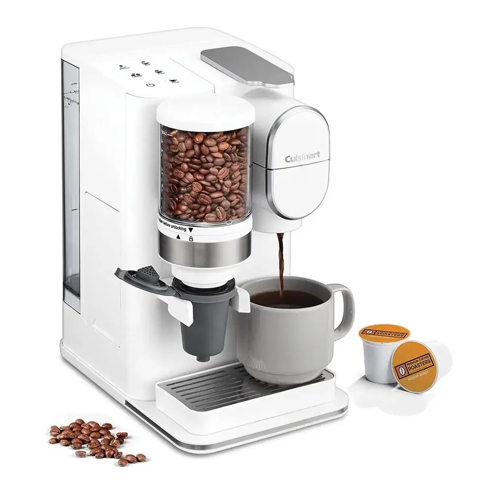 Single-Serve Conical Burr Coffee Maker 3 Size Options HomeBarista Reusable Filter Cup White Eco-Friendly Compact Brewing 2