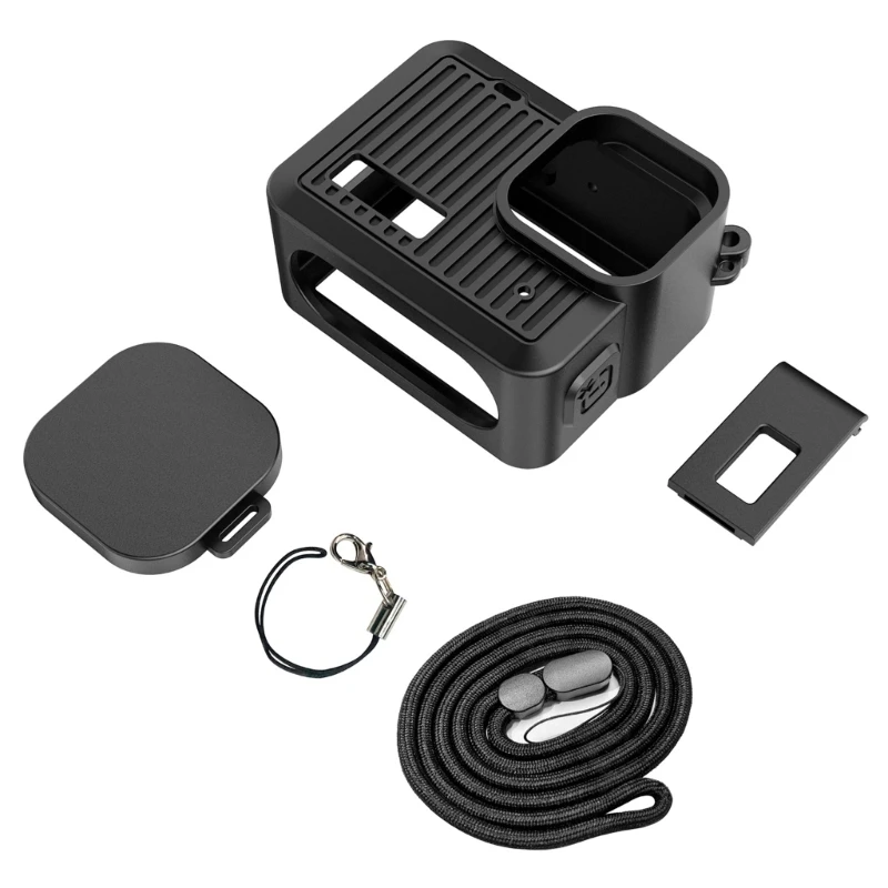 Housse silicone pour GoPro HERO 4K, protection anti-rayure et anti-poussière, vue arrière avec ouverture pour l'écran