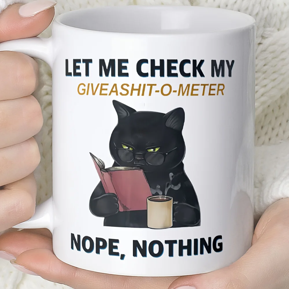 

Black Cat Coffee Mug, Ceramic Coffee Cups, Cute Inspirational Quotes Water Cups, Summer Winter Drinkware, Gifts