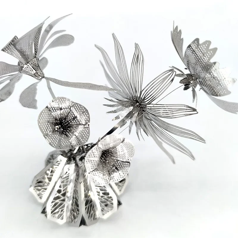 Flower Arrangement 3D Metal Puzzle Flower Plant Potting Model Assembly Puzzle Kits Jigsaw Toys For Kids Adult 2