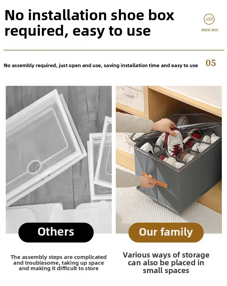 Faltbare Stoff-schuhaufbewahrungsbox Mit Staubschutzabdeckung_voghion.com