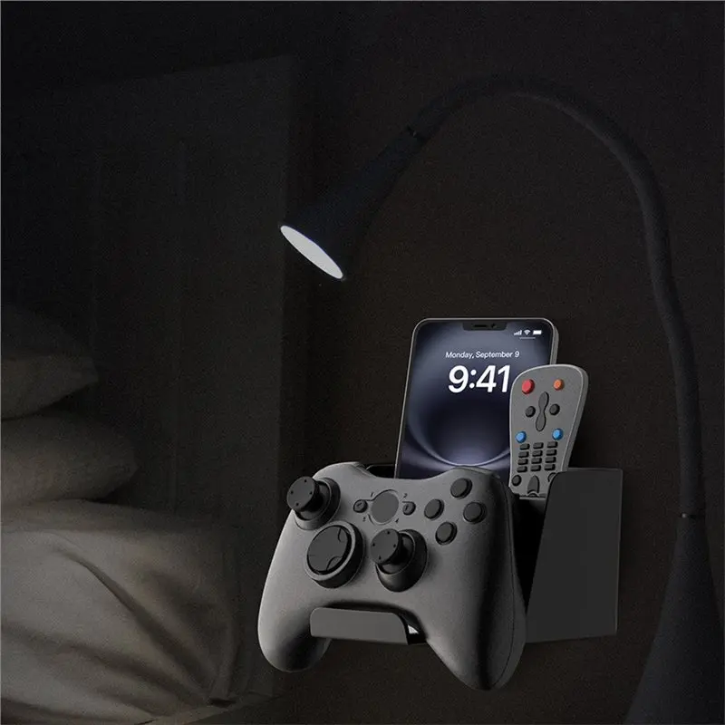 범용 컨트롤러 홀더 벽걸이형 2팩, PS4, PS5, 스위치, 리모컨용 보관함이 있는 헤드폰 걸이, 보관함 포함