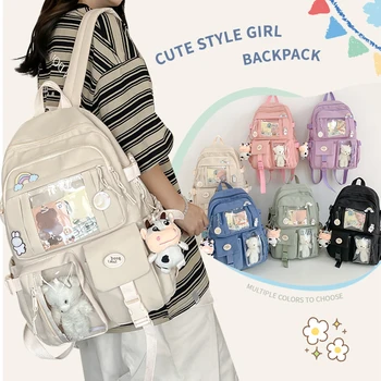 New Cute Nylon Backpack for Girls, Schoolgirls and Ladies, Multi-Pocket Student School Bag 1