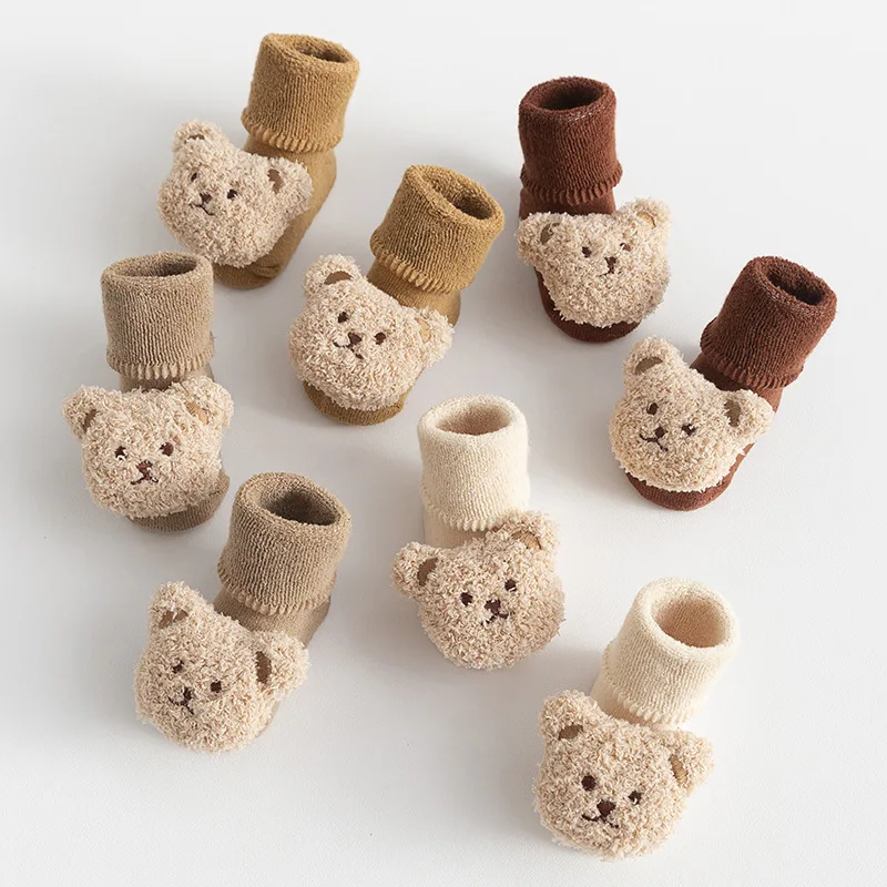 Kids Socks Cartoon Bear Baby Socks Girls Boys Anti Slip Soft Warm Winter Autumn Toddler Indoor Floor Thicken Socks For Kids
