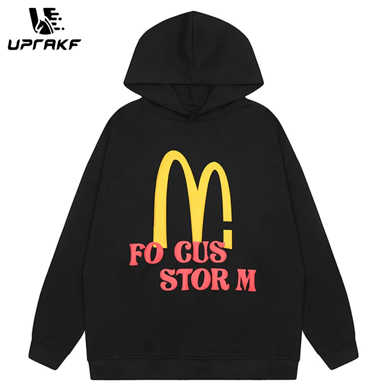UPRAKF Streetwear Pullovers Casual Sweatshirt Funny Letter Graphic Print Cotton Hoodie Baggy Y2K Oversize High Quality Top