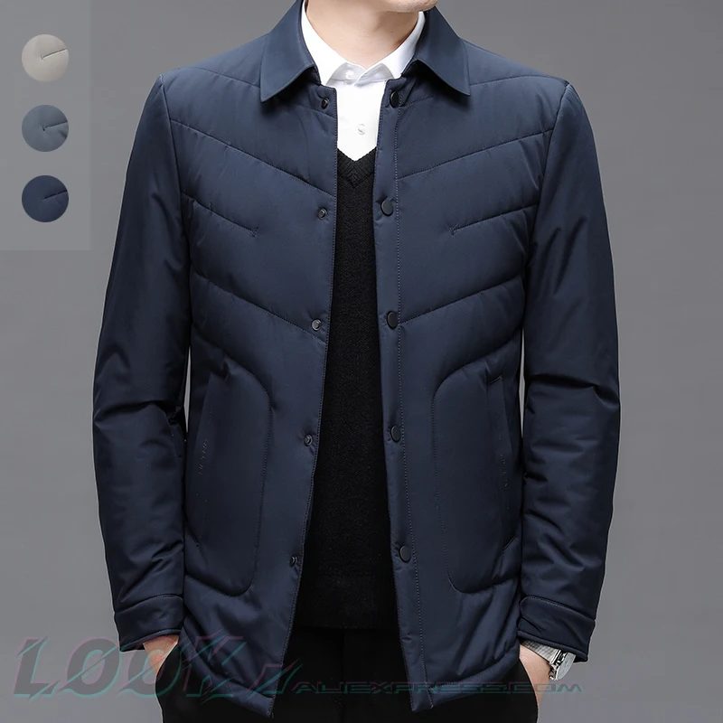 

Новинка 2023, мужское Модное теплое зимнее пальто с утолщенным дизайном, Повседневная стильная легкая парка с воротником-стойкой, осень и зима