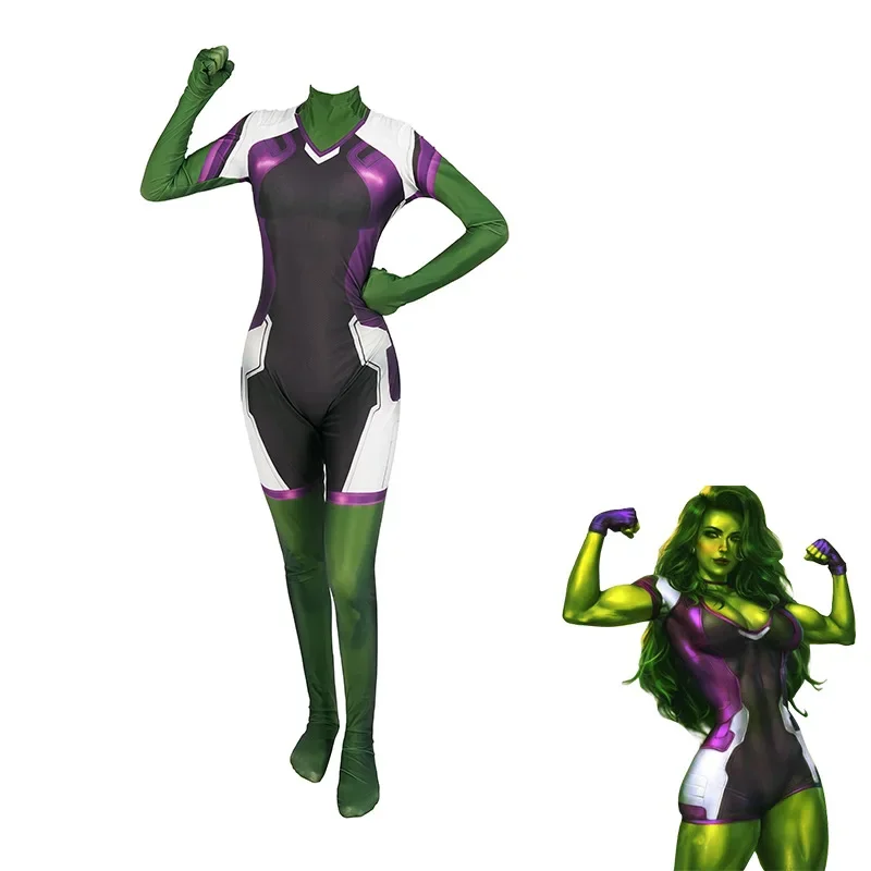 Women's Superhero Cosplay Costume - Adult Halloween Bodysuit With 3D Printing, Spandex Material