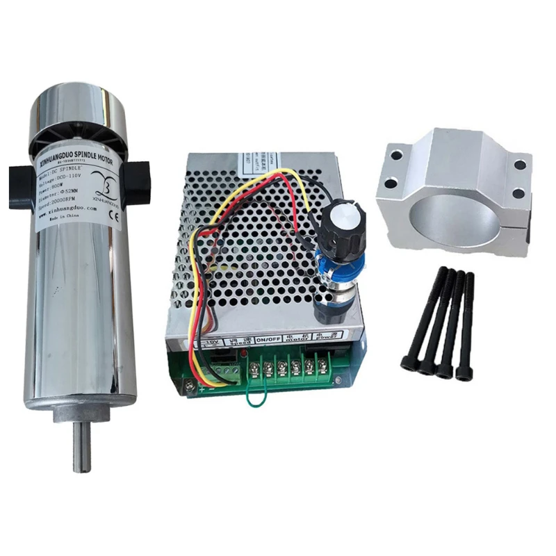 

Air cooled 0.8kw DC110V 20000RPM CNC spindleMotor Kit / chuck 800W Spindle Motor + Power Supply speed governor For Engraving