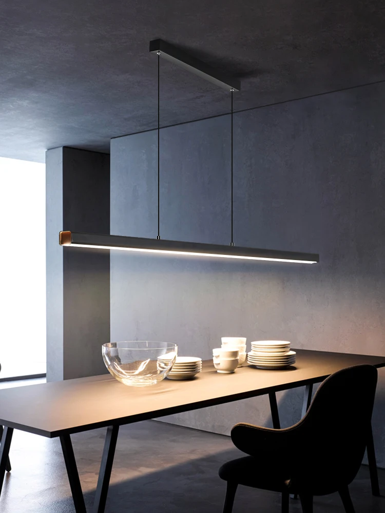 

Nordic Metal Pendant Lights LED Modern Pendant Lamps for Dining Living Room Kitchen Office Shop Bar Cafe Long Strip Hanging Lamp