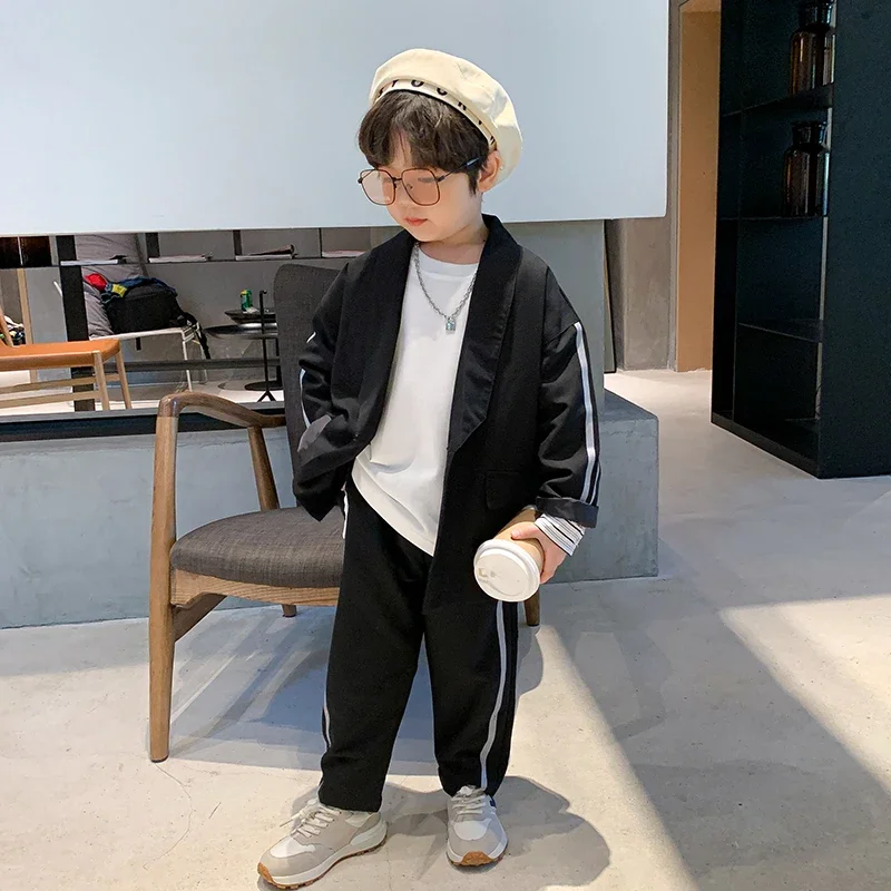 Children's Dress Suit Boy's Suit Two Pieces Children British Style Little Host Costume Performance Clothes Spring Clothing