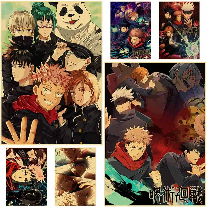 

Room Decor Aesthetic Classic Anime Jujutsu Kaisen Retro Poster Vintage Kraft Paper Prints DIY Home Decoration Wall Art Painting