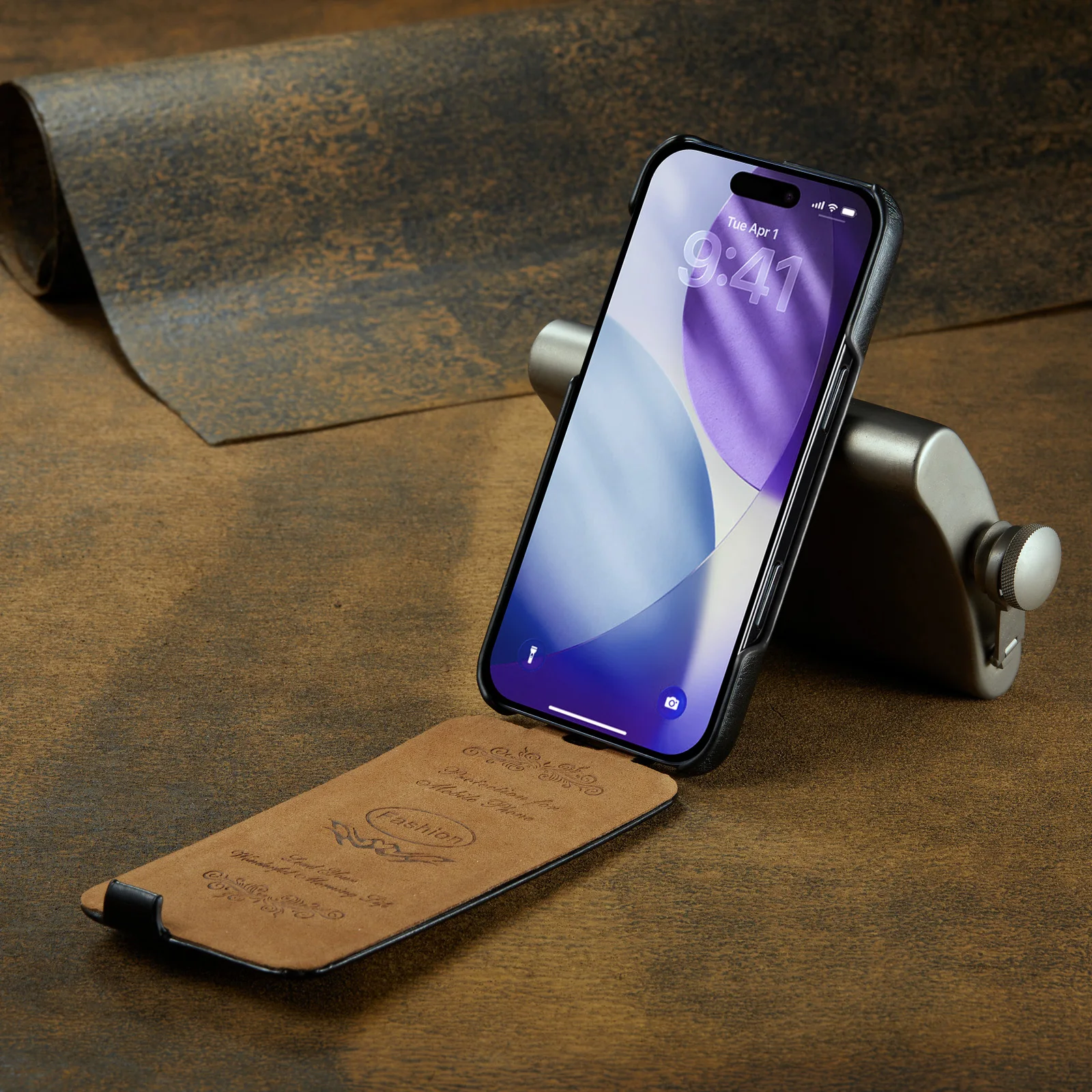 Retro Leather Vertical Flip Shockproof Hard Back Phone Case Cover