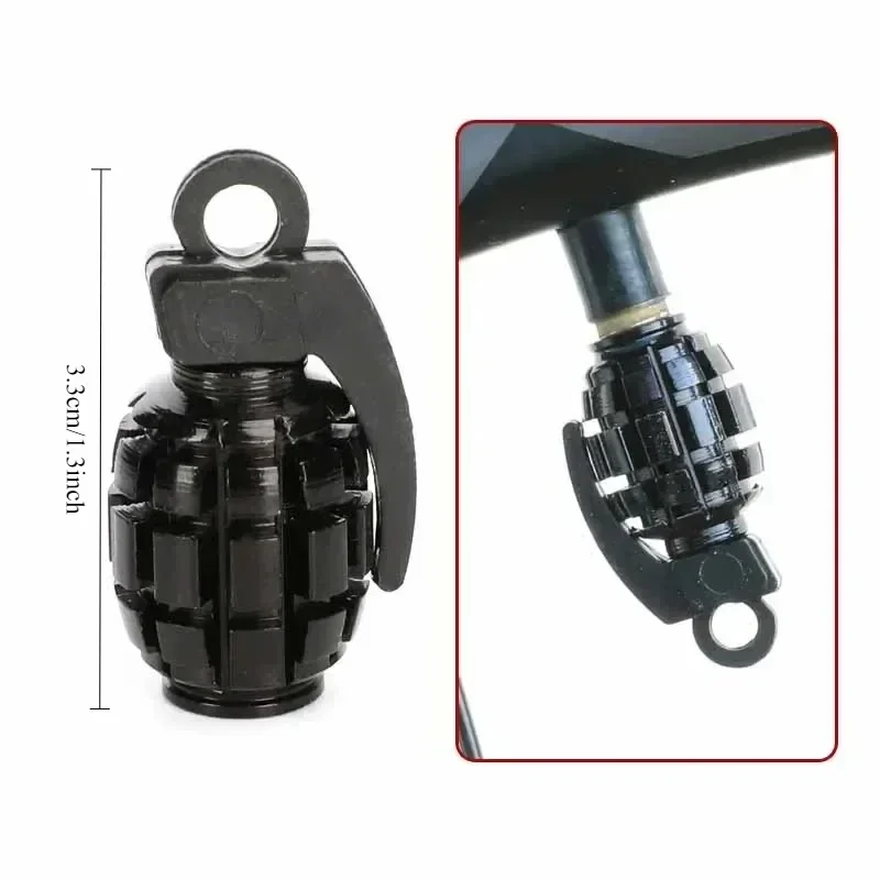 4pcs Aluminum Grenade Tire Valve Caps - Air Dust Covers