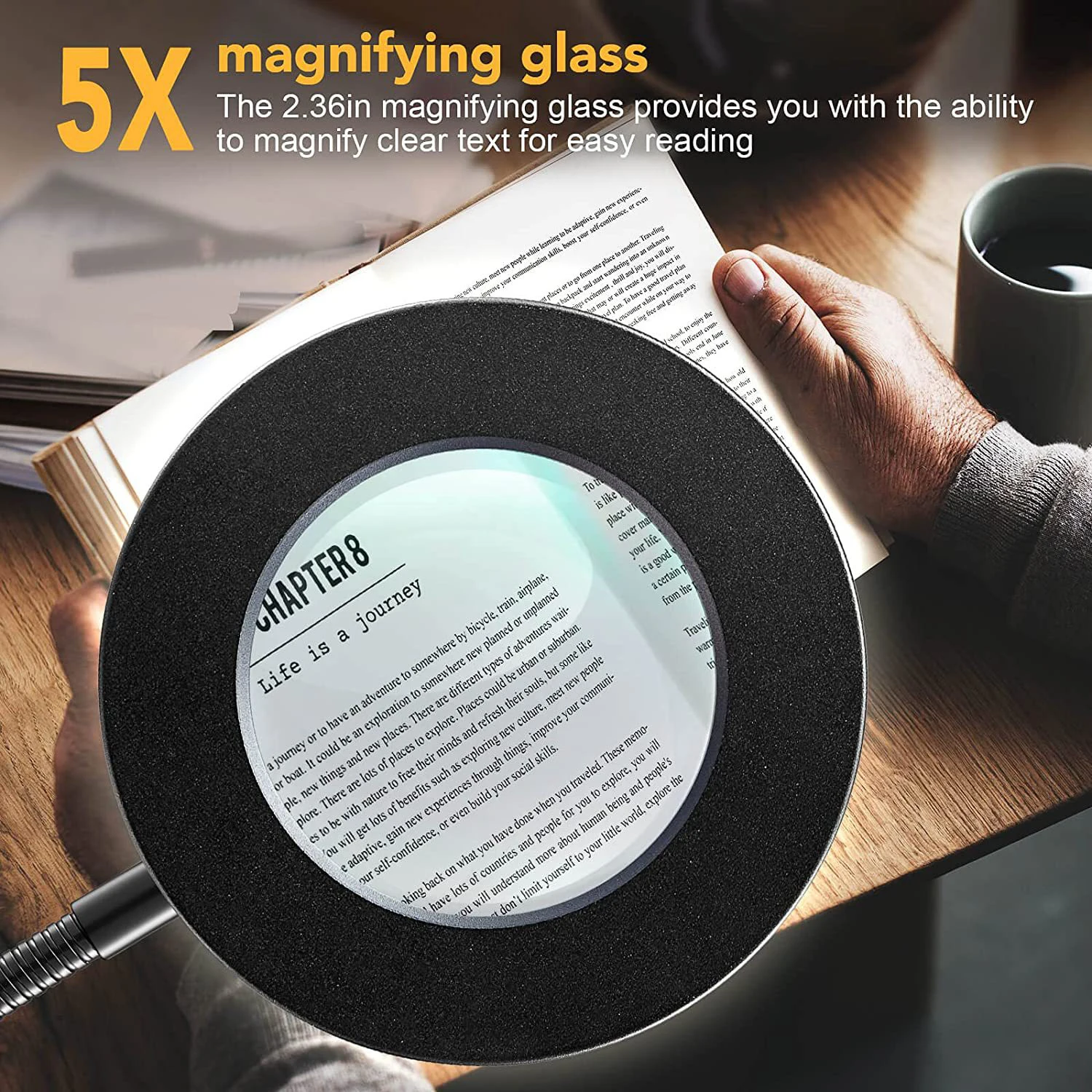 10X Clip On LED Desk Lamp Magnifying Glass with Lamp Nail Salon Embroidery Portable Eye Protection Black/White /Silver