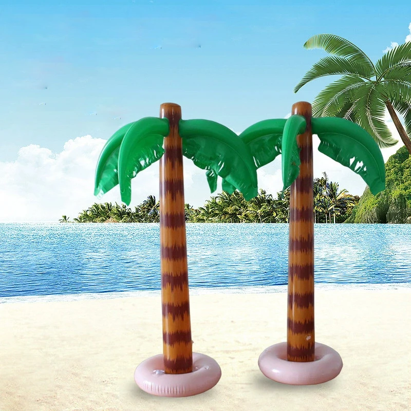 2Pcs Inflatable Coconut Tree 90cm Outdoor Beach Swimming Pool Party Decoration Pvc Inflatale Toy Palm Tree