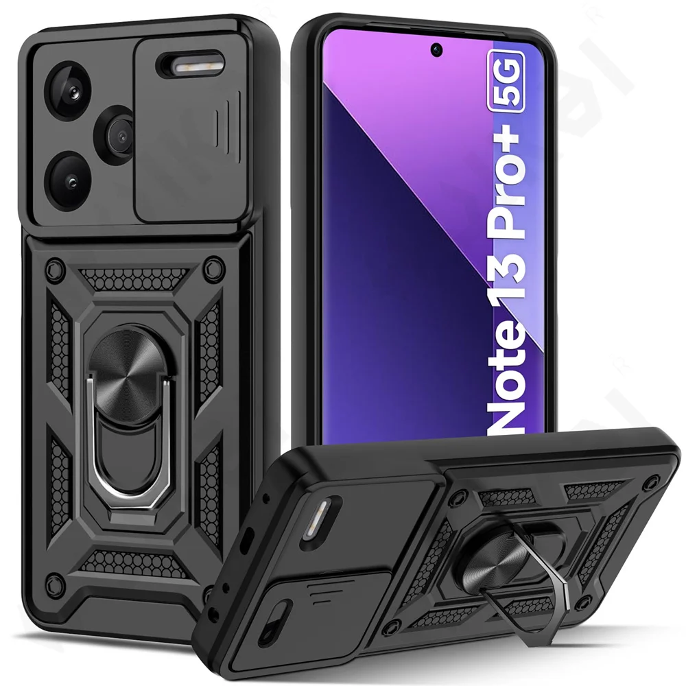Custodia Per Xiaomi Redmi Note 13 Pro Plus 4G 5G Redmi Note 13 Pro Slide Camera Protector 360 Ring Armor Pc Hard Cover