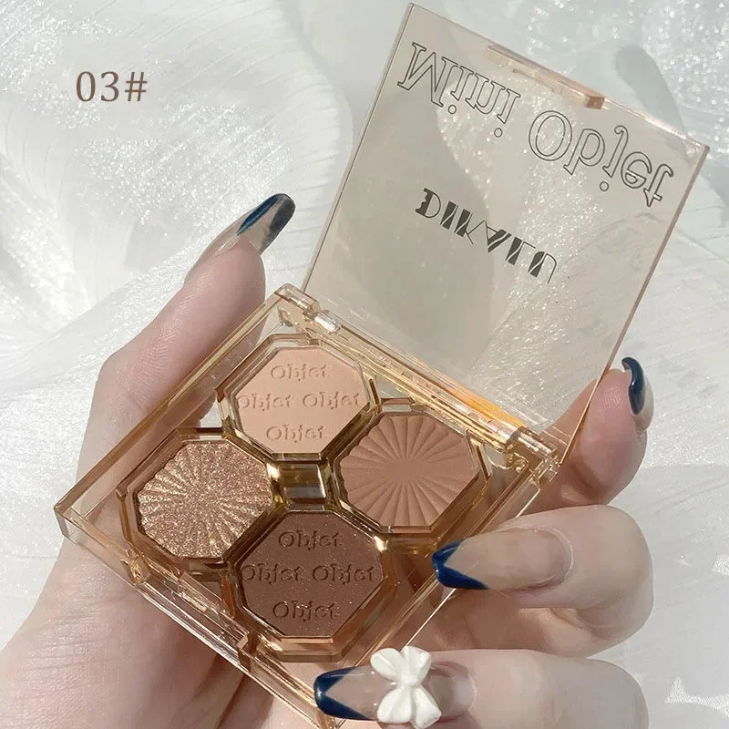 4 Colors Eyeshadow Palette Portable Makeup Highlight Matte Shimmer Eye Shadow Shiny Long Lasting Natural Eyeshadow Cosmetics