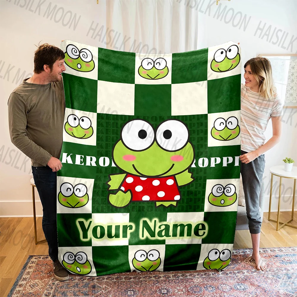Personalized Sanrio Keroppi Print Microfiber Blanket for Adults and Kids