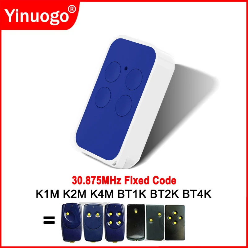 NICE K1M K2M K4M BT1K BT2K BT4K 차고 문짝 리모컨, 고정 코드 복제 차고 문짝 오프너, 30.875MHz 