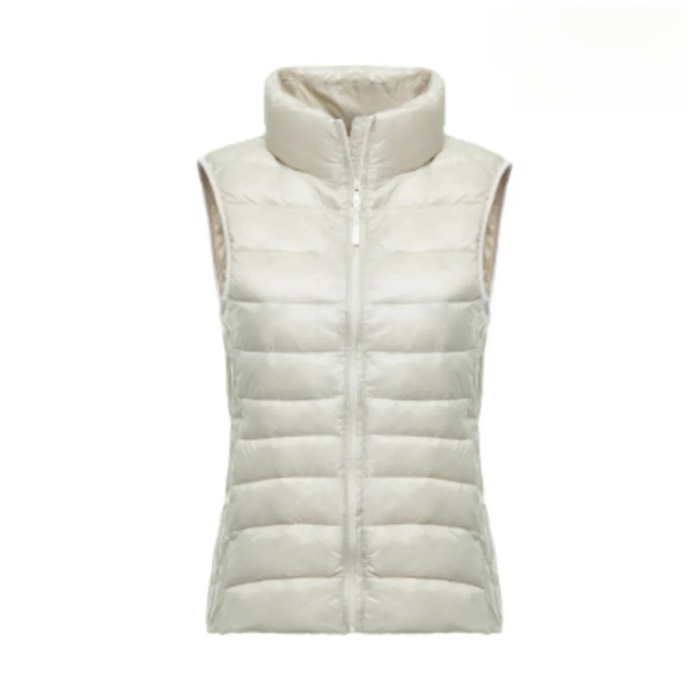 Women Ultra Light Duck Down Vest Jacket Autumn Winter 2023 Sleeveless 90% White Duck Down Vest Coat Stand Collar Warm Waistcoat