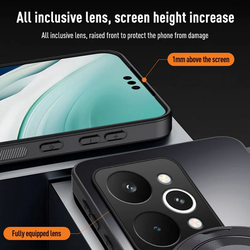 Matte Back Panel Metal Magnetic Bracket Phone Case Cover