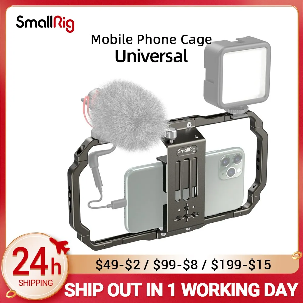 3563 SMALLRIG Cage de Téléphone Portable Universelle en Aluminium pour iPhone Série pour la Production de Films la Diffusion en Direct et Le Vlogging 