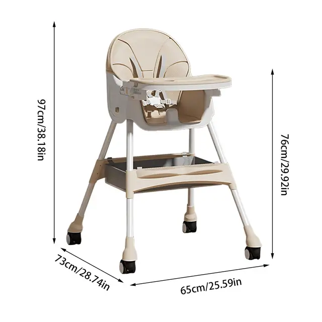 Foldable Baby High Chair Booster Seat with Lounger and Bouncer Function for Kids Sitting Dining Easy to Clean Feeding 6
