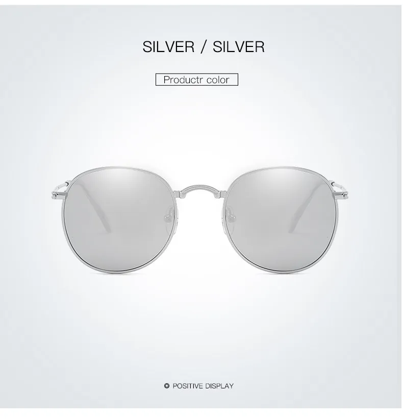 Klassische Vintage Runde Polarisierte Sonnenbrille Männer Marke Designer Polaroid Sonnenbrille Frauen Metall Rahmen Schwarz Objektiv Brillen_voghion.com