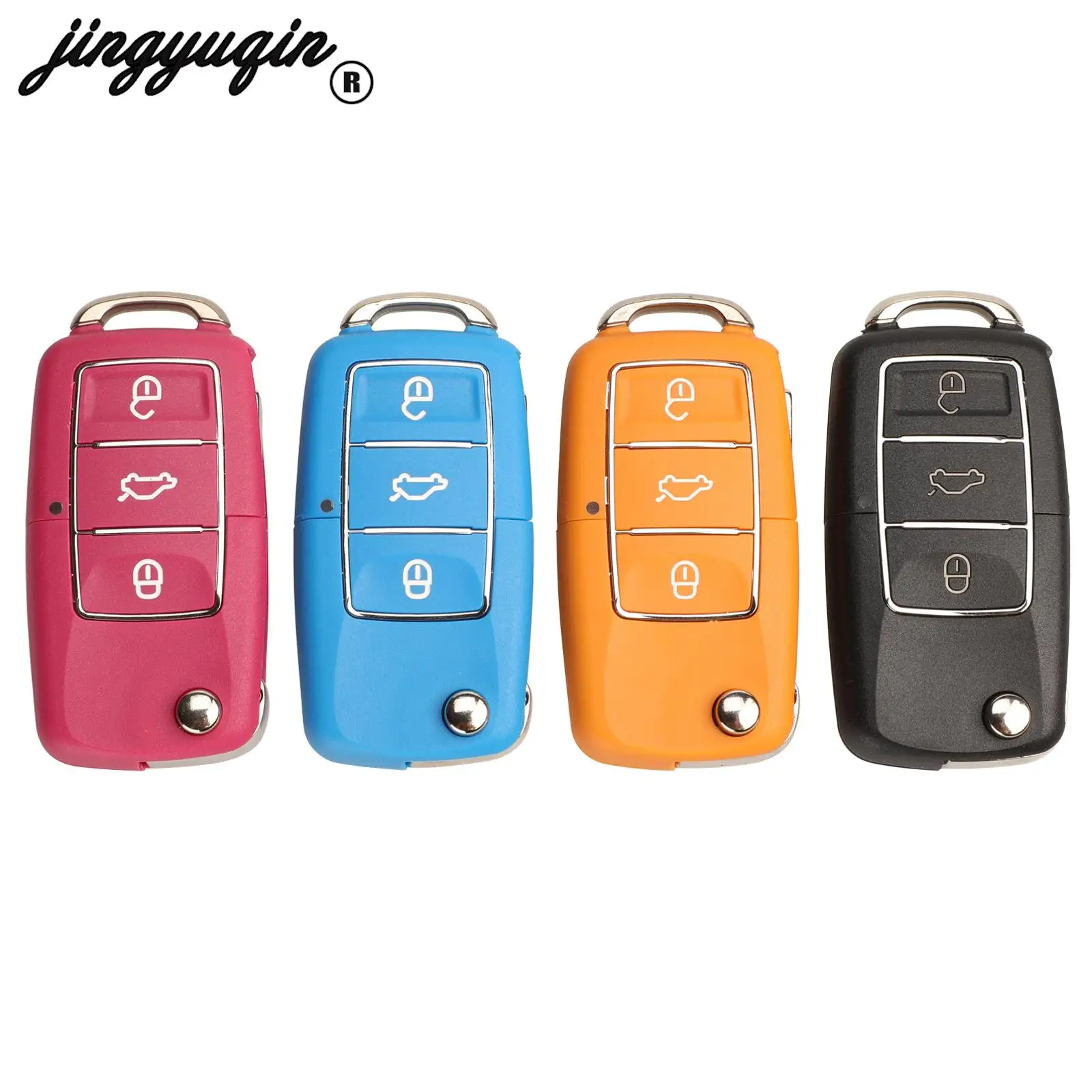 

jingyuqin New Flip Folding Remote Key Shell For Volkswagen Vw Jetta Golf Passat Beetle Skoda Seat Polo B5 Car Key Case 3 Button