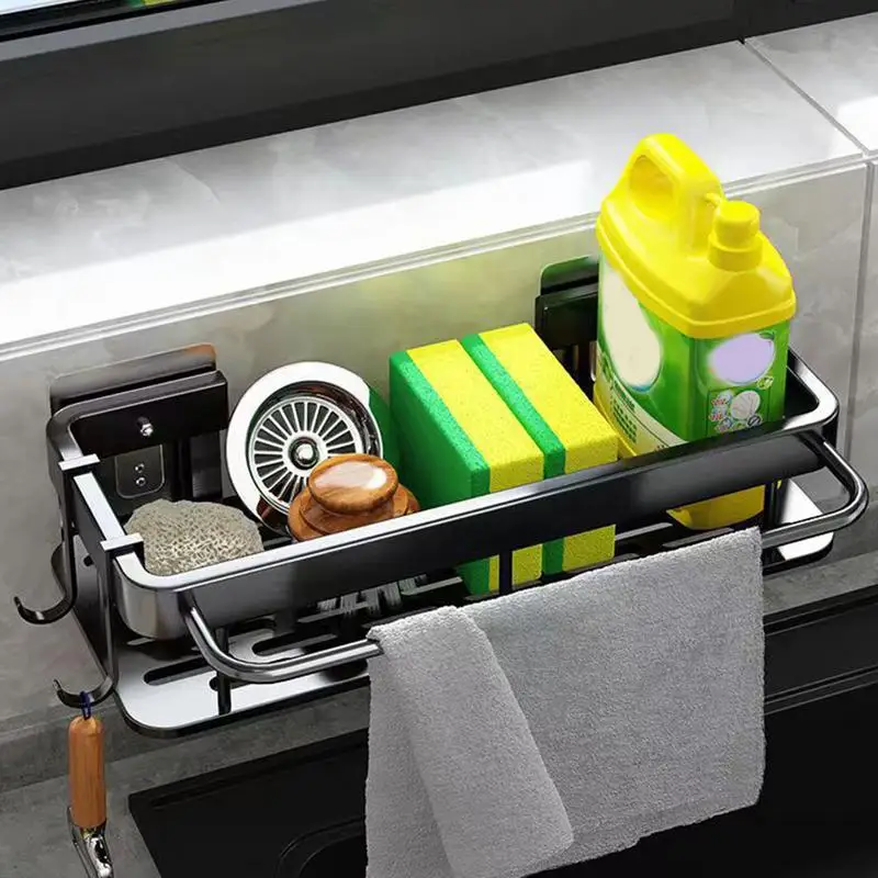 Kitchen Sink Organizer No Punch Sponge Caddy For Sink Basket Brush Holder Home Organization For Sponges Wipes And Cleaning
