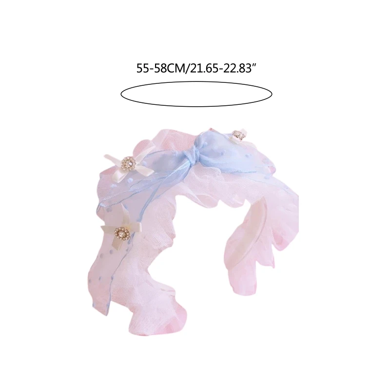 

Lolita Pleated Laces Hair Hoop Women Elegant Bowknot Decor Makeup Headband for Girls Cosplay Maid Hair Accessories R7RF