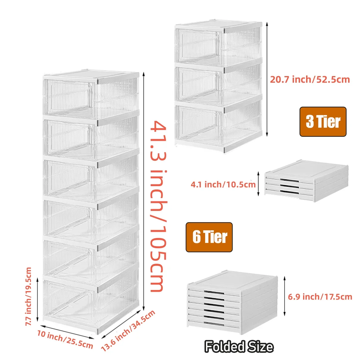 Transparent Shoes Box 6 Layers Shoe Display Case Thickened Foldable Sneaker Shoe Organizers Dustproof High-top Rack Shelf shoe rack shoe organizer