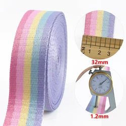 Rainbow Webbing Strap for Versatile Crafting and Decoration - Nylon Ribbon for Bags, Pet Collars, and Sling Designs (XP254 - Colored - 32mm)