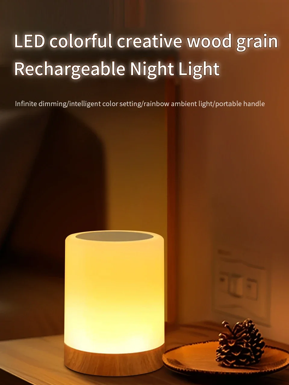 Description Picture 2 of itemLED Night Light Touch Lamp Bedroom Living Room Decoration Portable Table Bedside Lamp Kids Gifts Warm White & Color Changing RGB