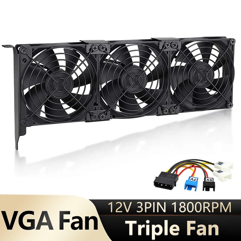

Gdstime 92mm Triple Fan 3pin/IDE 4 Pin Power Supply Universal Fan VGA Cooler CPU Computer Chassis Radiator Graphics Card Cooler