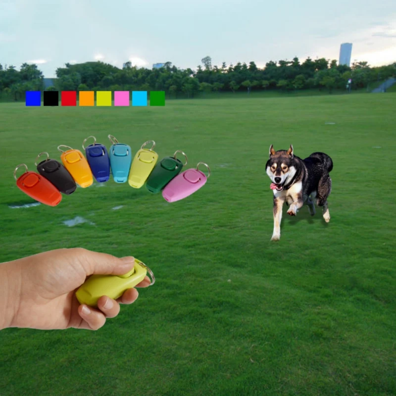 2 In 1 Pet Dog Clicker Dog Training Whistle Clicker Trainer Puppy Stop Barking Training Aid Tool with Key Ring Pet Supplies
