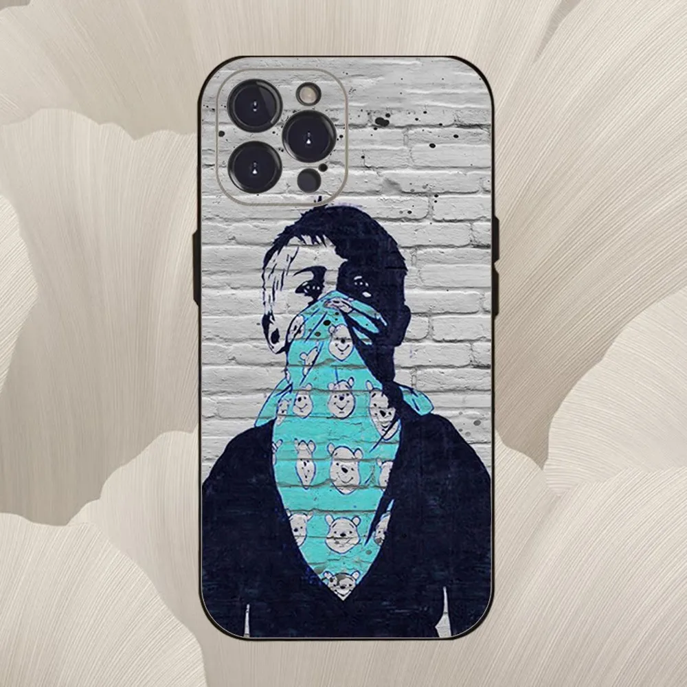 Street Art Graffiti-Themed Soft Black Phone Case Cover