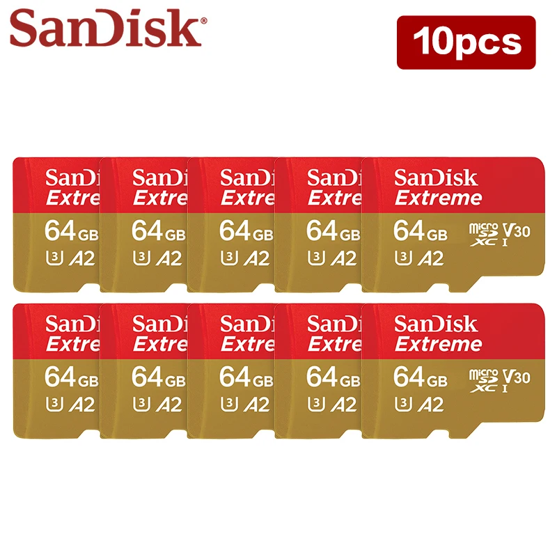 SanDisk 익스트림 메모리 카드, 고속 오리지널 TF 카드, UHS-I 마이크로 SD 카드, 클래스 10 U3 V30, 32GB, 64GB, 128GB, 로트당 10 개