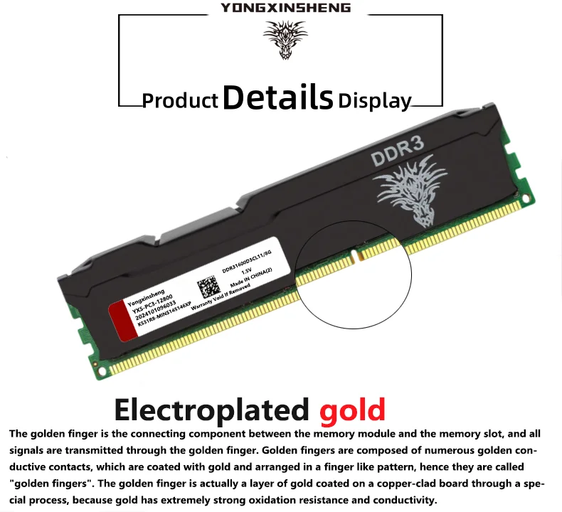 25/50 pieces lot DDR3 8GB RAM 1600Mhz PC3-12800 DIMM Desktop