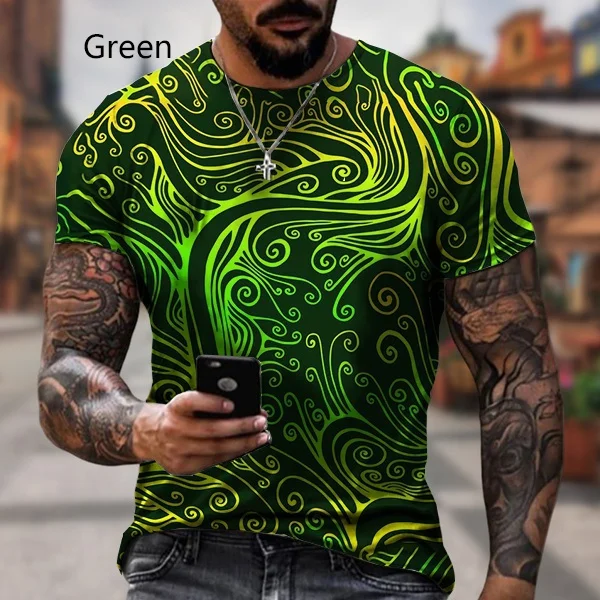 

New Fashion Summer Men's Vintage Pattern Print Short-sleeved T-shirt Retro Personality Casual Tops